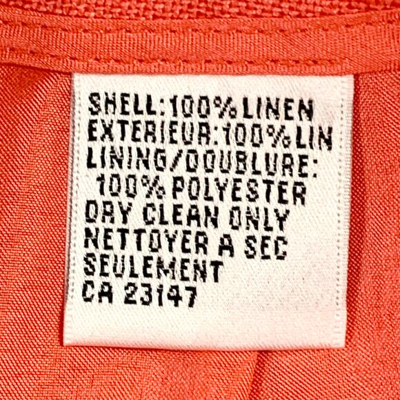 Talbots Pants Womens 6P Coral 100% Irish Linen Lined Side Zip Creased Front Corp - Picture 4 of 15